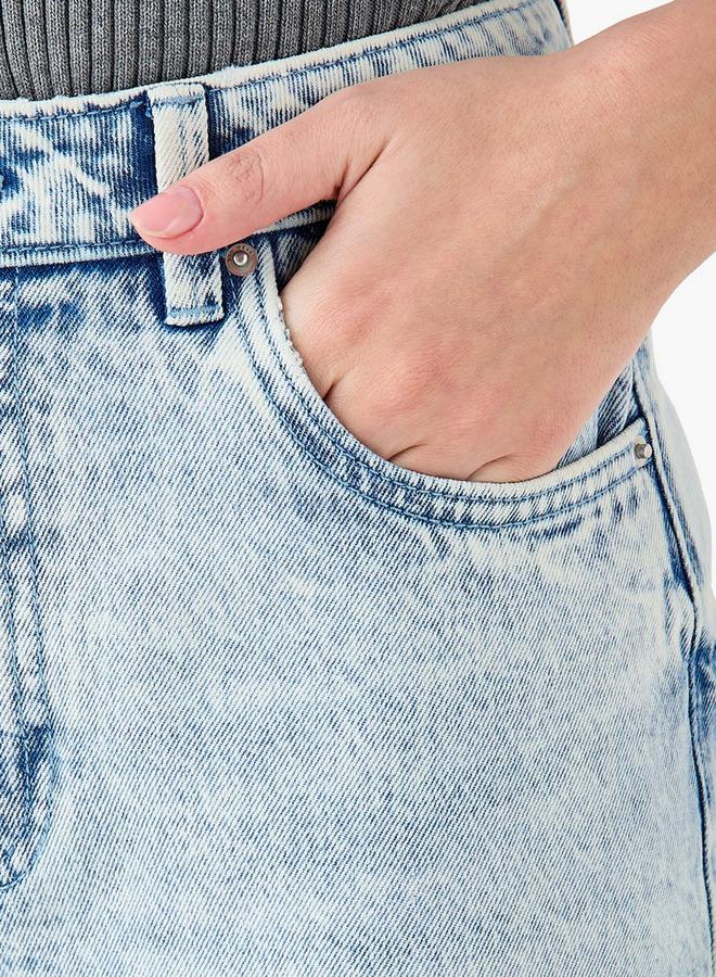 سبلاش فيڤ جينز نسائي واسع الساق بخصر متوسط - Image 3